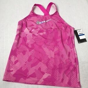 - Nike pink printed Swim Crossback Tankini top size XL girl